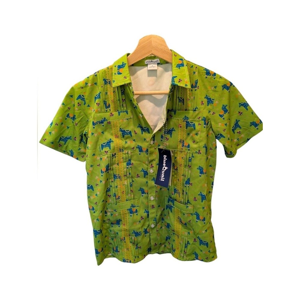 Blue Quail Clothing Co Dala Horse Guayabera Shirt UPF50 NWT Size 8 Sun Summer